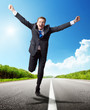 business man run on the road