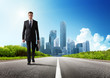 business man walking on the road