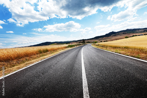 Photo: asphalt road in Tuscany Italy asphalt road in Tuscany Italy