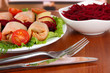 Stuffed cabbage rolls on table close-up