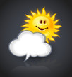 Vector: Smiling yellow sun and cloud symbol for text message - EPS10 Smiling yellow sun and cloud symbol for text message - EPS10
