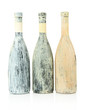 Old bottles of wine, isolated on white