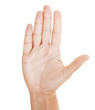 Woman hand isolated on white background.