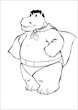 Vector: Outline illustration of a hippopotamus acting superhero Outline illustration of a hippopotamus acting superhero
