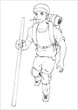 Outline illustration of a man carrying backpack