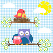 Vector: Two families - birds and owls Two families - birds and owls