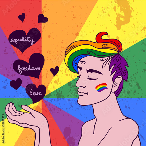 Vector: LGBT card gay man in love LGBT card gay man in love