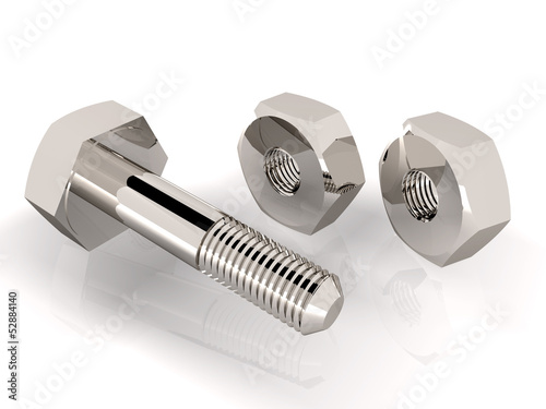 Illustration: Schraube mit Muttern Schraube mit Muttern