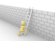3d man climbing on the brick wall