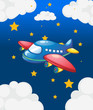Vector: A plane in the sky with many stars A plane in the sky with many stars