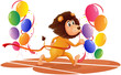 Vector: A lion running with colorful balloons A lion running with colorful balloons