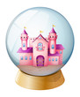 Vektor: A pink castle inside the dome A pink castle inside the dome