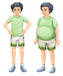 Vector: Two boys with same shirt but of different body sizes Two boys with same shirt but of different body sizes