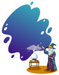 Vektor: A wizard with a book in front of a crystal ball A wizard with a book in front of a crystal ball