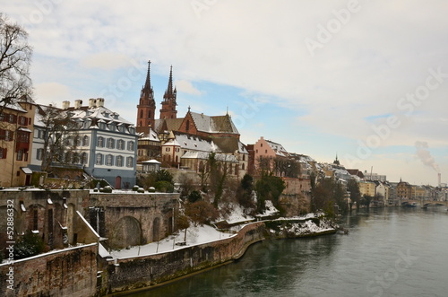 Photo: Basel Cathedral in winter, Switzerland Basel Cathedral in winter, Switzerland