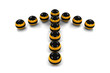 Pointer made up of some balls with yellow and black colors
