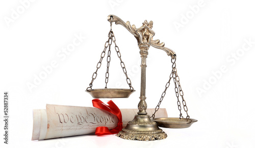 Photo: United States of America Constitution and Scales of Justice United States of America Constitution and Scales of Justice
