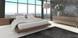 Ilustración: Modern bedroom with floor to ceiling windows Modern bedroom with floor to ceiling windows