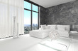 Illustration: Modern design living room with white couch Modern design living room with white couch
