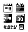 Black glossy calendar icon set
