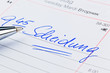 Eintrag im Kalender: Scheidung