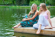Two young women relaxing