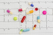 Tabletten auf einem EKG