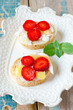 Photo: Bruschetta with cheese , honey and strawberries Bruschetta with cheese , honey and strawberries