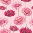 Watercolor gerber flowers. Seamless pattern