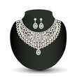 Golden necklace and earrings female with white precious stones