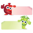 Pomegranate and Grapes. Vector Cartoon Illustration