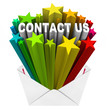 Illustration: Contact Us Words Starburst Envelope Reach Out Help Support Contact Us Words Starburst Envelope Reach Out Help Support