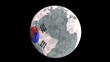 Korean flag globe with currency animation