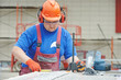 Builder worker at construction site