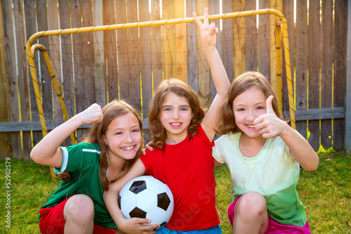 Photo: three sister girls friends soccer football winner players three sister girls friends soccer football winner players