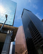 Houston downtown skyscrapers disctict blue sky mirror