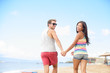 Beach vacation fun with cool trendy hipster couple