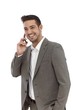 Happy businessman talking on mobile
