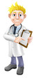 Vector: Doctor pointing at clipboard Doctor pointing at clipboard