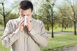 Man suffering from flu or allergy