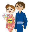 Yukata couple, Looking up