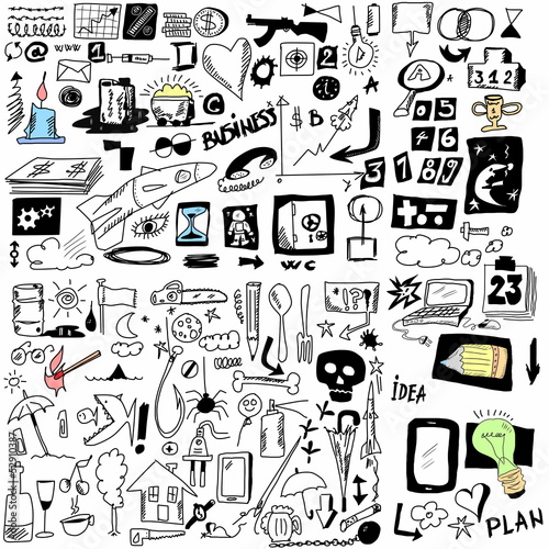 Illustration: Doodle design elements, hand drawn illustration business Doodle design elements, hand drawn illustration business
