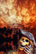 Pirate skeleton in the caribbeans