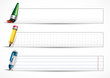 White banners with  pen and pencil