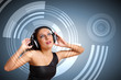 Photo: Portrait of young woman with headphones Portrait of young woman with headphones