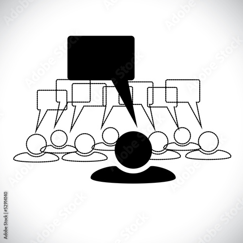 Vector: Concept vector graphic- leader & staff talking(speech bubbles) Concept vector graphic- leader & staff talking(speech bubbles)