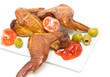 Smoked chicken wings on a white background