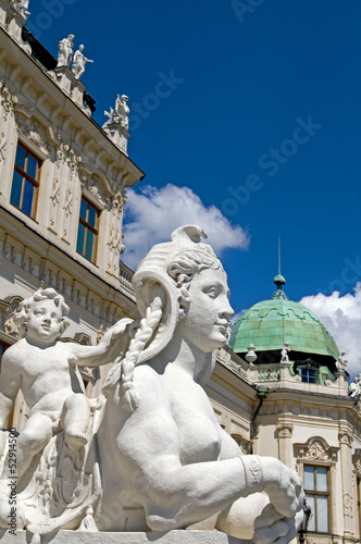 Photo: Baroque sphinx statue bust Belvedere Castle Vienna Austria Euro Baroque sphinx statue bust Belvedere Castle Vienna Austria Euro