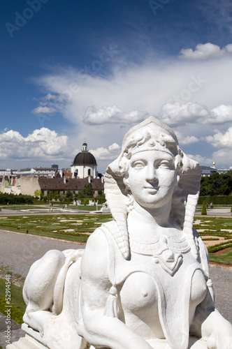 Photo: Baroque sphinx statue bust at Belvedere Palace Castle Vienna Aus Baroque sphinx statue bust at Belvedere Palace Castle Vienna Aus