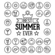 Outlined Funny and Cool Summer Icon Vintage Set Collection